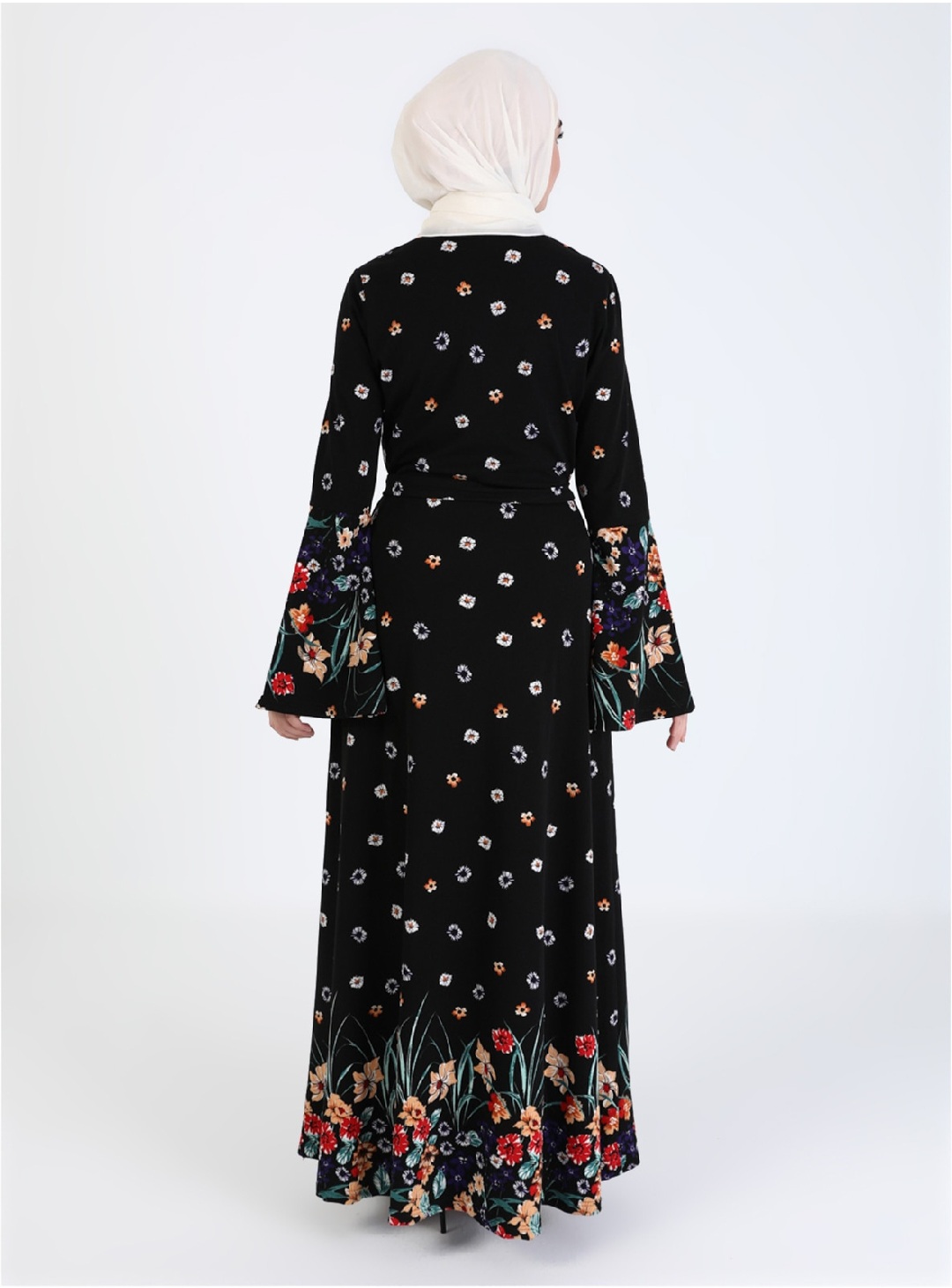 Floral Print Dress – Black (Medium – Size 38) - Image 4
