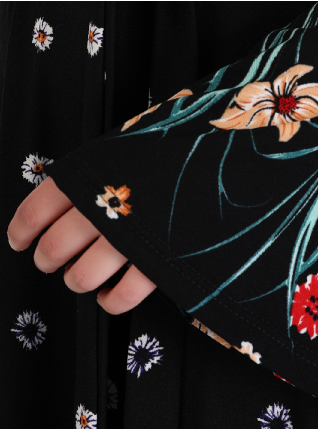 Floral Print Dress – Black (Medium – Size 38) - Image 5